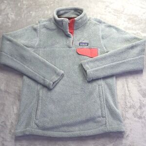 Patagonia Re-Tool Snap-T Fleece Pullover Grey Coral Pink Women's M Polartec